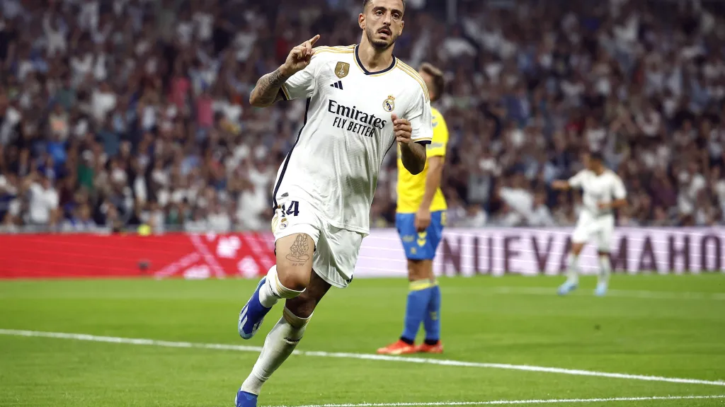 Joselu oslavuje gól v dresu Realu Madrid