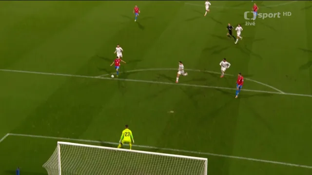 Gól v utkání Česko – Gibraltar: Douděra – 1:0 (5. min.)