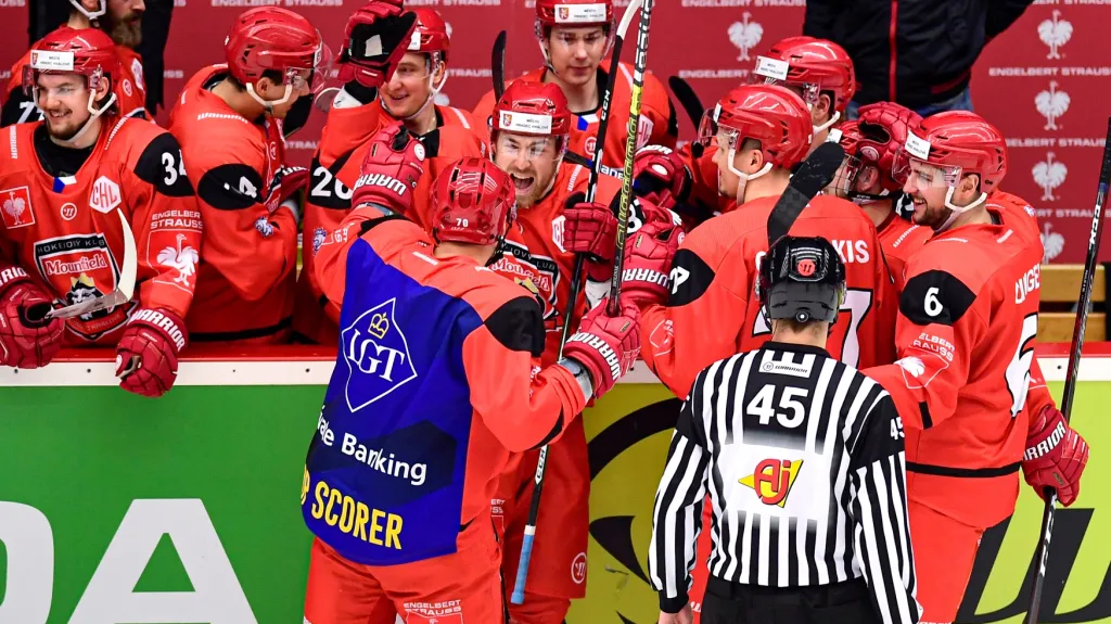 Radost hokejistů Hradce Králové v Lize mistrů