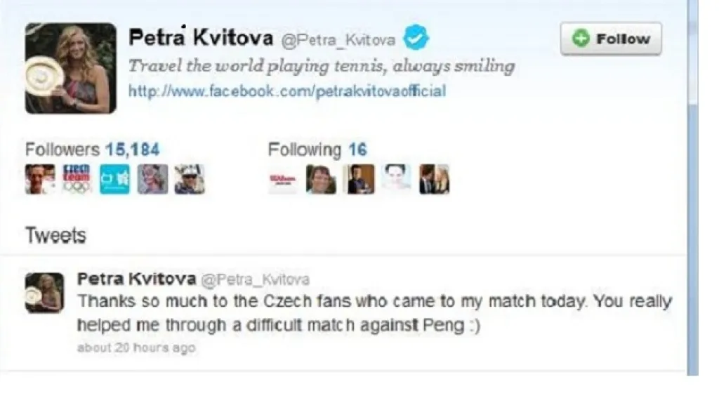 Petra Kvitová na Twitteru