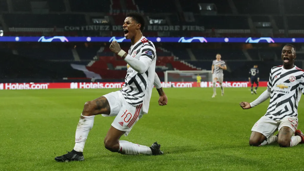 Marcus Rashford z Manchesteru United slaví gól