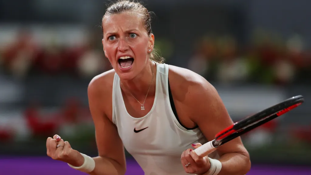 Petra Kvitová se raduje z vítězství