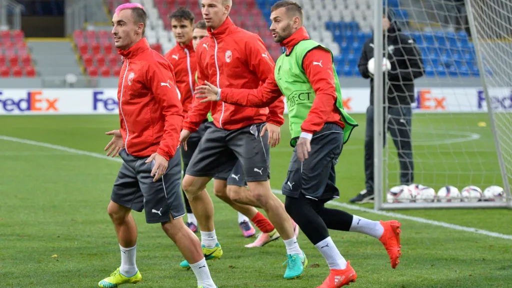 Fotbalisté Plzně během tréninku