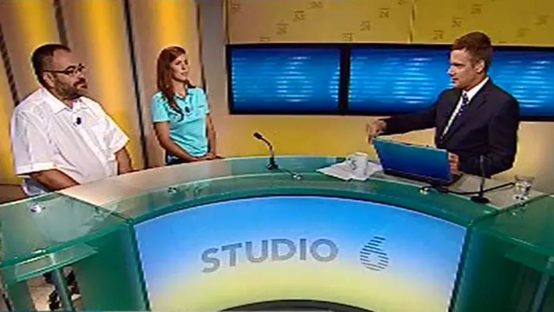 Promotér turnaje Robert Klotz a Lucie Hinnerová ve Studiu 6