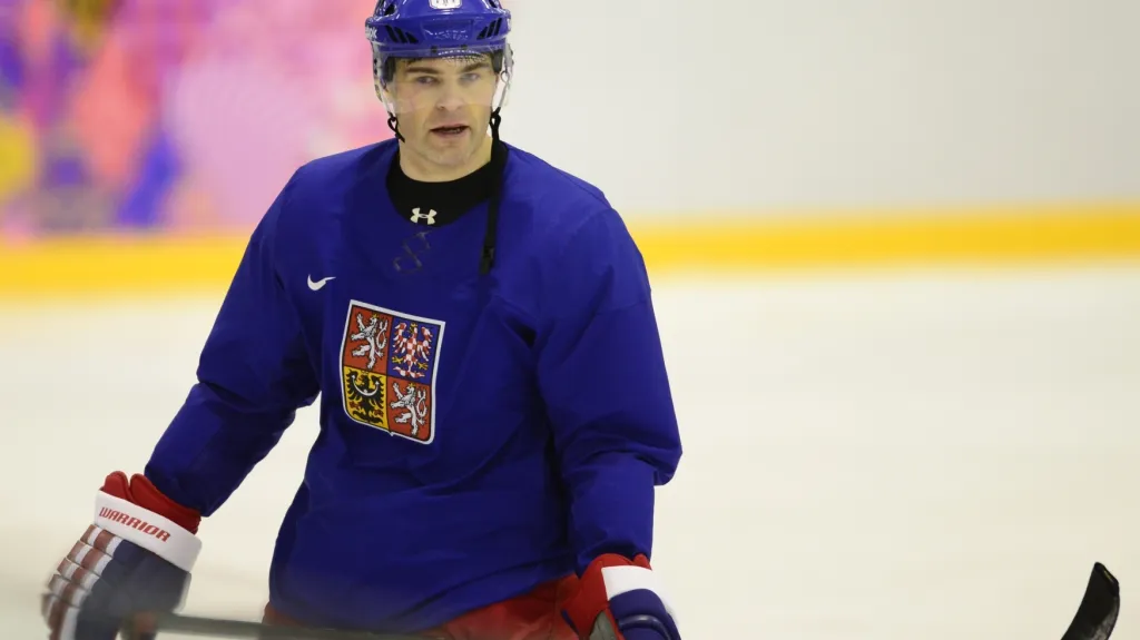 Jaromír Jágr na úvodním tréninku v Soči