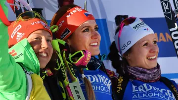 Gabriela Koukalová na stupních vítězek