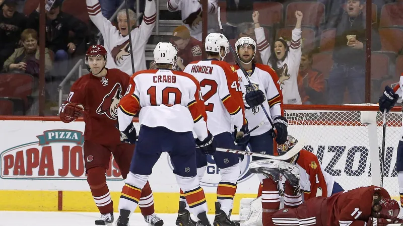 Radim Vrbata se raduje z gólu proti Floridě