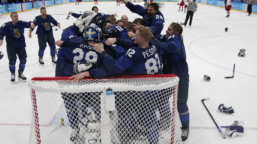 Oslavy finských hokejistů po zisku olympijského zlata