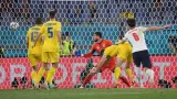 Gól v utkání Ukrajina - Anglie: Maguire - 0:2 (46. min.)