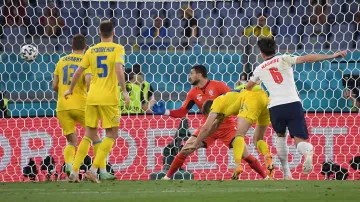 Gól v utkání Ukrajina - Anglie: Maguire - 0:2 (46. min.)