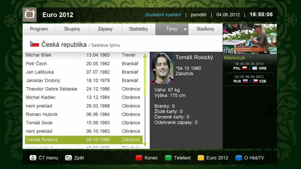 Náhled aplikace pro HbbTV