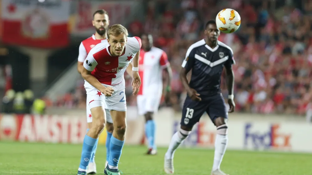 Tomáš Souček ze Slavie v utkání proti Bordeaux