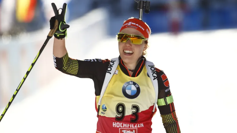 Slavící Laura Dahlmeierová