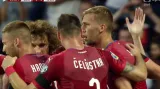 Gól v utkání Česko - Bulharsko: Schick - 1:1 (19. min.)