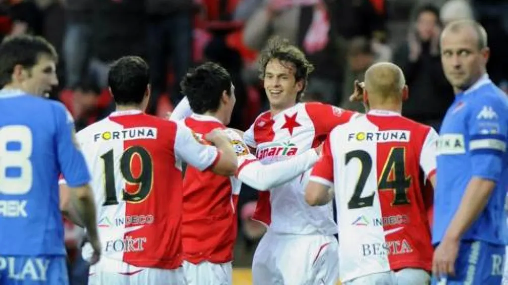 Radost hráčů Slavie