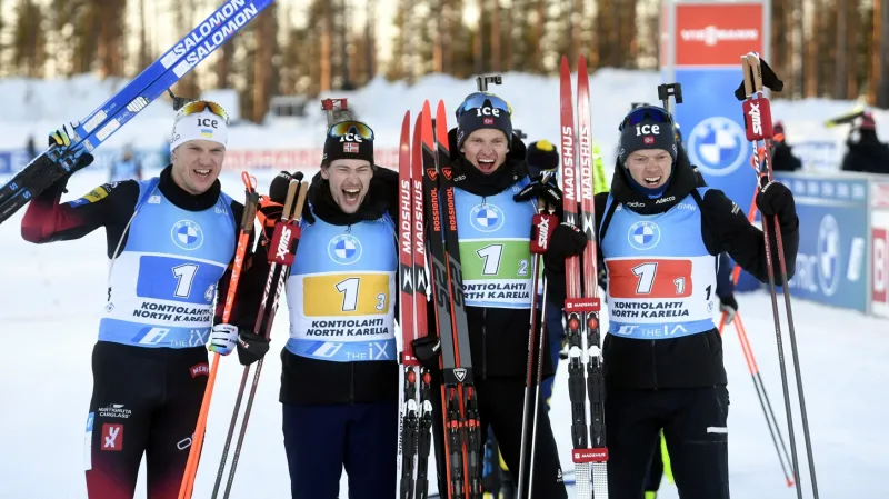 Vítězná norská štafeta biatlonistů v Kontiolahti