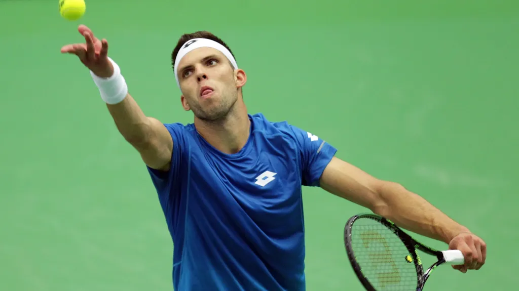 Jiří Veselý v zápase Davisova poháru