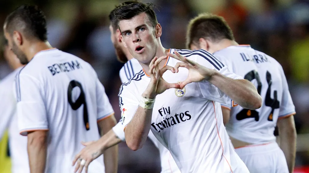 Gareth Bale slaví gól v dresu Realu