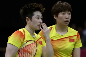 Čínské badmintonistky Jü Jang a Wang Siao-li