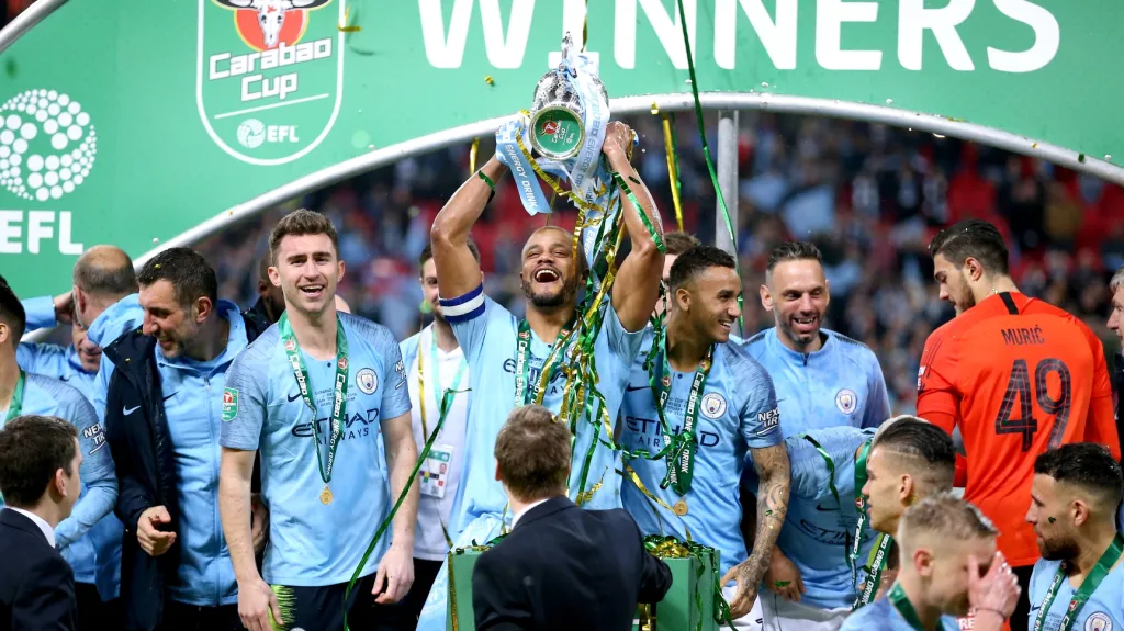 Fotbalisté Manchesteru City slaví v anglickém  Ligovém poháru