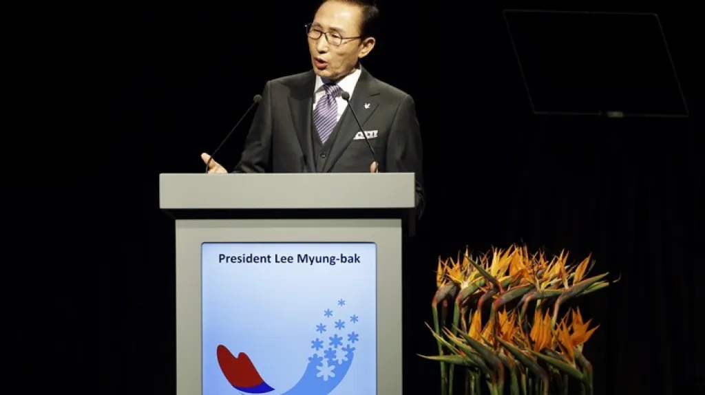 Korejský prezident I Mjong-bak na zasedání v Durbanu