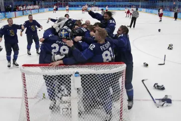 Oslavy finských hokejistů po zisku olympijského zlata