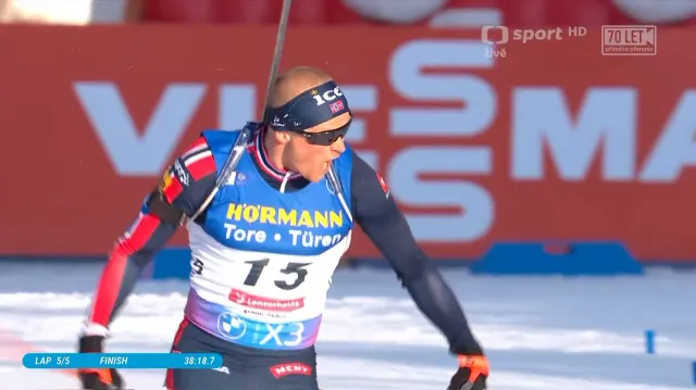 Sestřih závodu s hromadným startem biatlonistů na MS v Lenzerheide