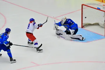 Jakub Flek v gólovém úniku proti Kazachstánu