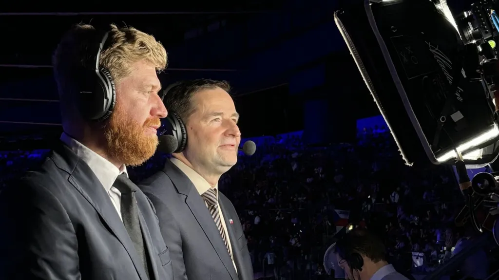 Robert Záruba s Jakubem Voráčkem v živém vstupu