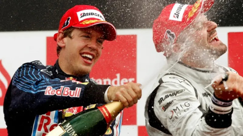 Sebastian Vettel slaví vítězství