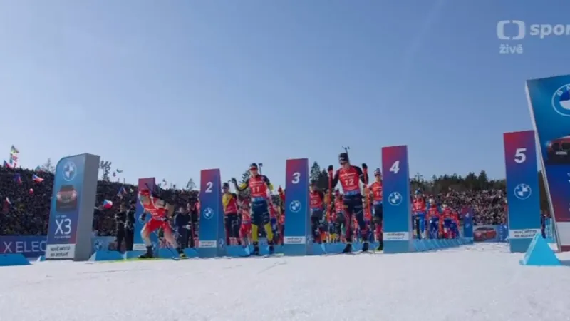 Sestřih stíhacího závodu biatlonistů v Novém Městě