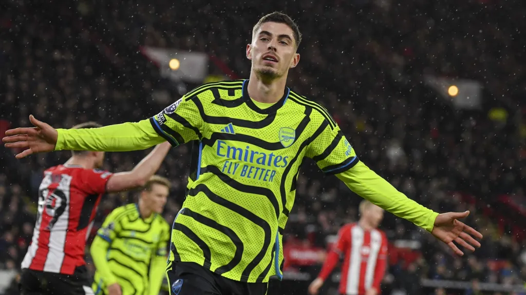 Kai Havertz oslavuje gól proti Sheffieldu