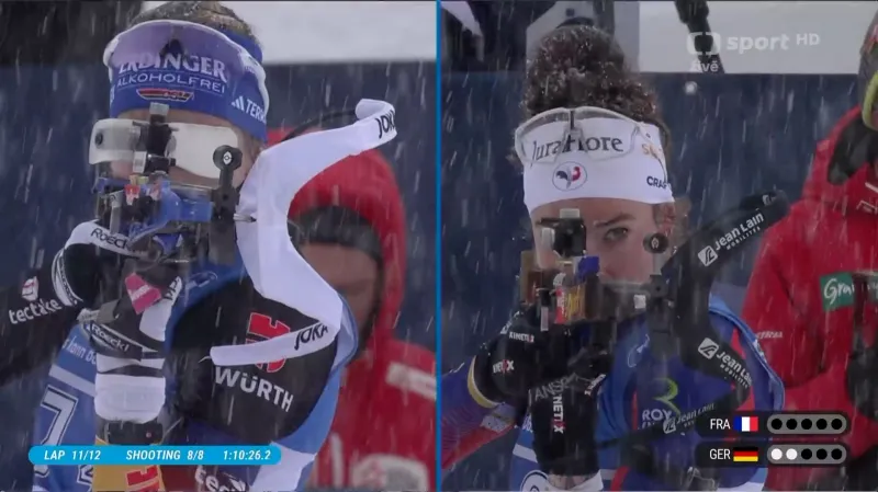 Sestřih štafety biatlonistek SP v Hochfilzenu