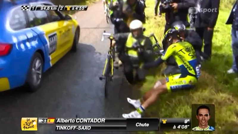 Pád Alberta Contadora v 10. etapě Tour