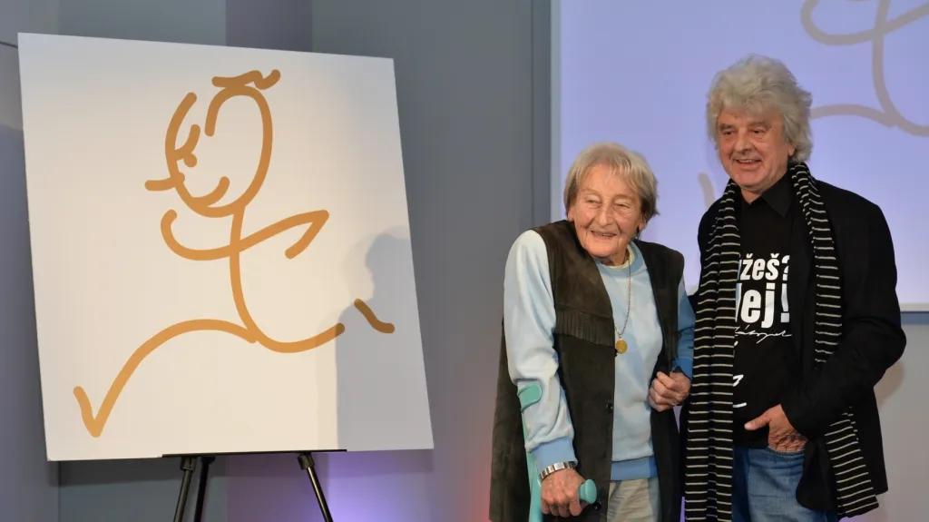 Dana Zátopková a výtvarník Milan Jaroš