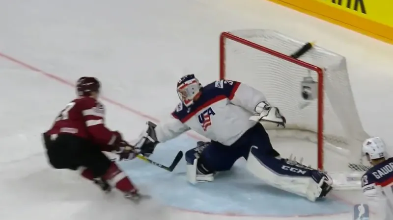 Gól v utkání Lotyšsko - USA: Blugers - 1:0 (12. min.)