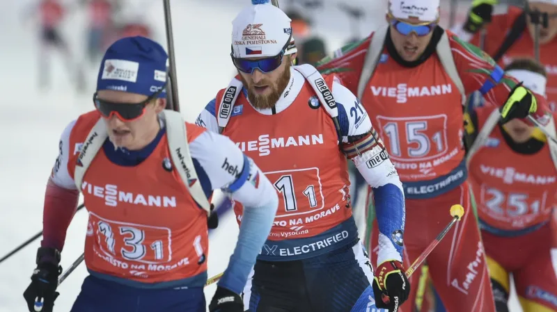 Sestřih štafety biatlonistů v Novém Městě na Moravě