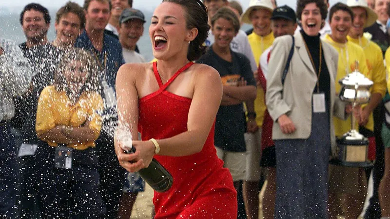 Martina Hingisová po vítězství na Australian Open v roce 1999