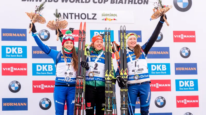 Sestřih stíhacího závodu biatlonistek v Anterselvě