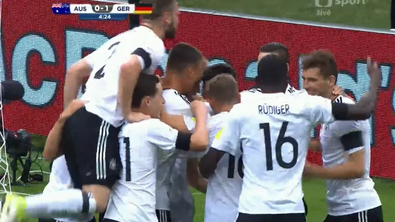 Gól v utkání Austrálie - Německo: Stindl - 0:1 (5. min.)