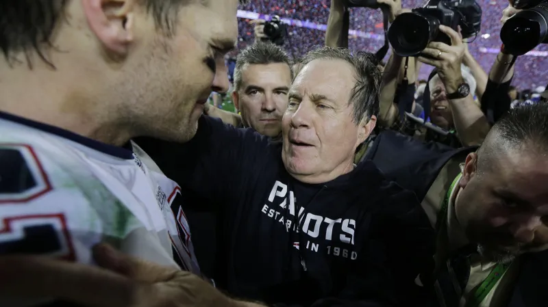 Tom Brady s trenérem New Englandu Billem Belichickem