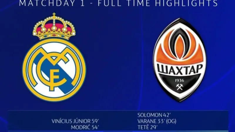 Sestřih utkání Real Madrid - Šachtar Doněck