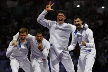 Čeští kordisté Michal Čupr, Jiří Beran, Jakub Jurka a Martin Rubeš