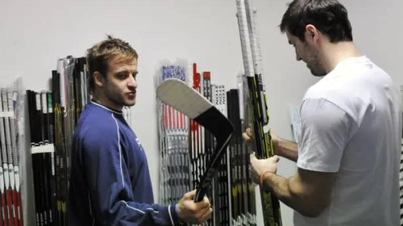 Jan Marek a Petr Čáslava na tréninku české hokejové reprezentace