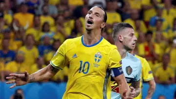 Švéd Zlatan Ibrahimovic v utkání proti Belgii