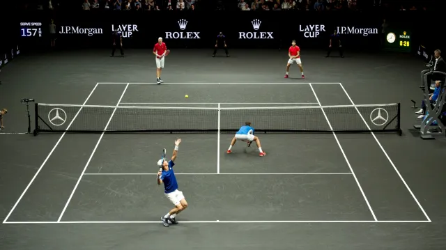 Závěrečné momenty utkání Berdych/Čilič - Sock/Isner