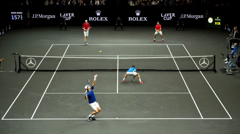 Závěrečné momenty utkání Berdych/Čilič - Sock/Isner