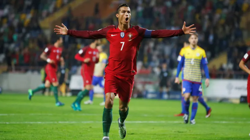 Cristiano Ronaldo slaví gól proti Andoře