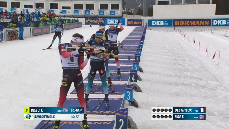 Sestřih závodu s hromadným startem biatlonistů