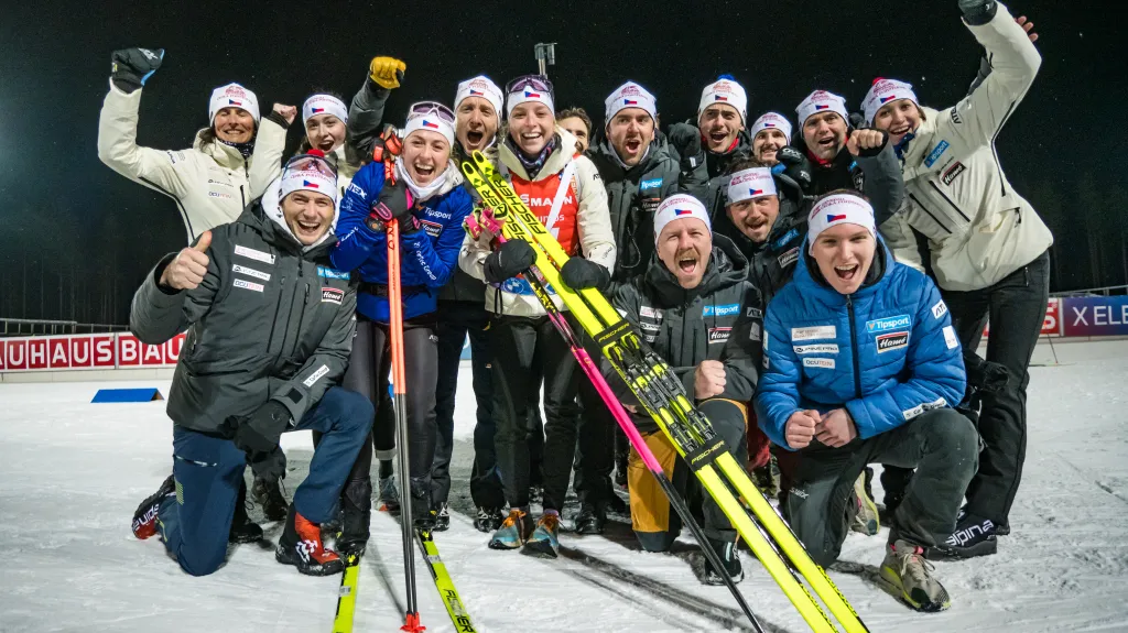 Radost českého biatlonového týmu